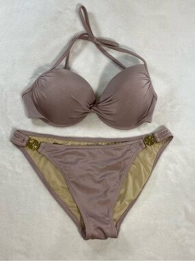 Victoria’s Secret Miraculous Bombshell PushUp Bikini Set Mauve Halter 34D Medium